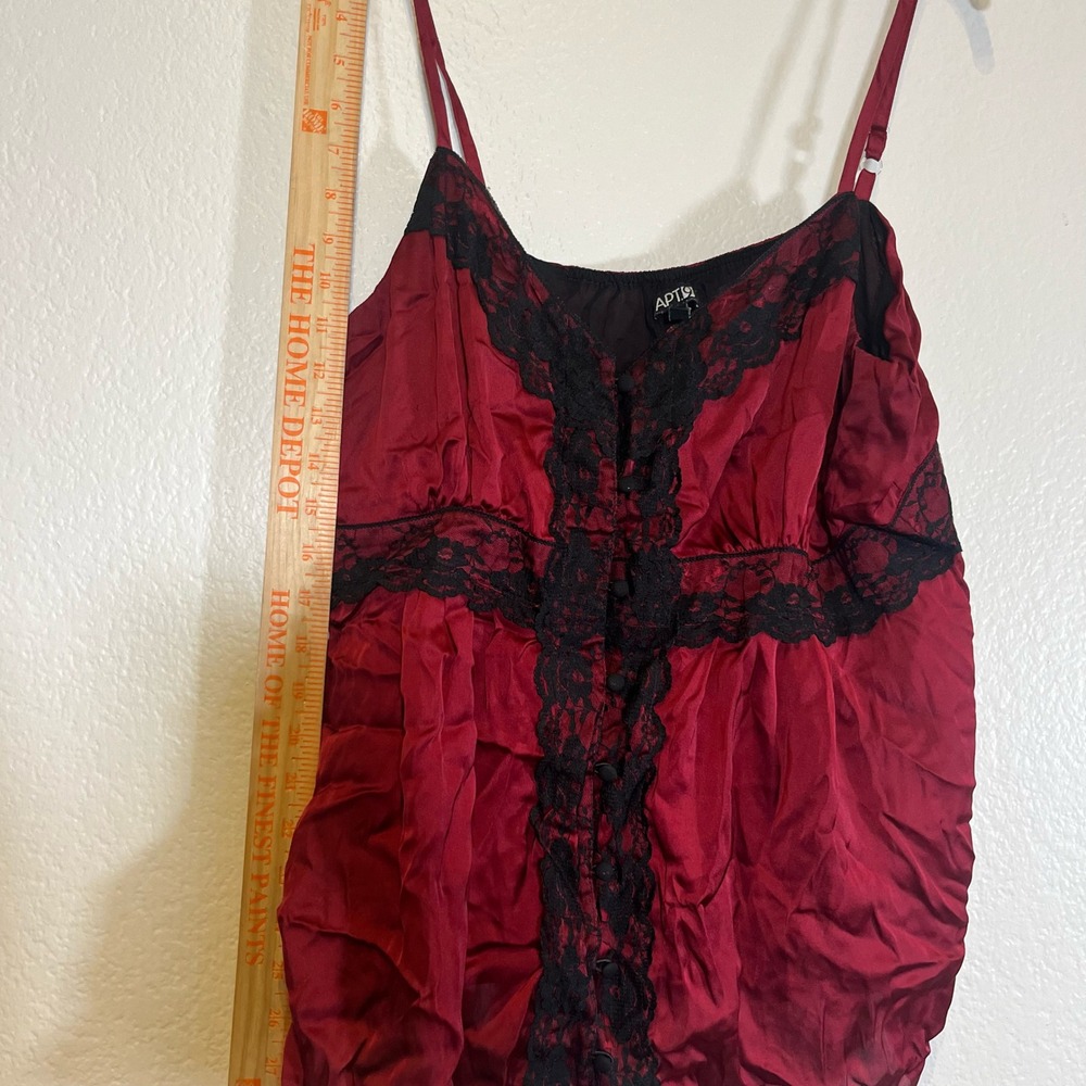 Apt. 9‎ Cami Top Lingerie Lace Trim Button Front Burgundy XL - Picture 7 of 7